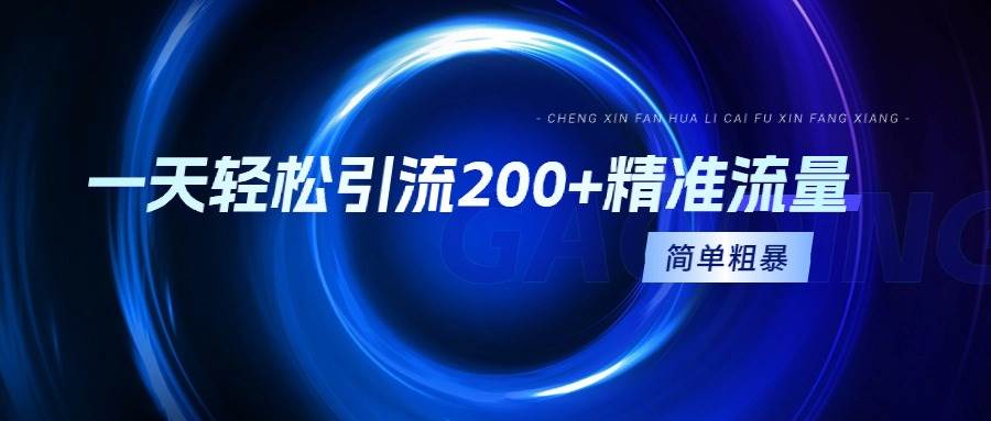 （9359期）一天轻松引流200+精准流量，简单粗暴，一看就会|无忧资源社