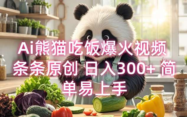 Ai熊猫吃饭爆火视频 条条原创 日入300+ 简单易上手|无忧资源社