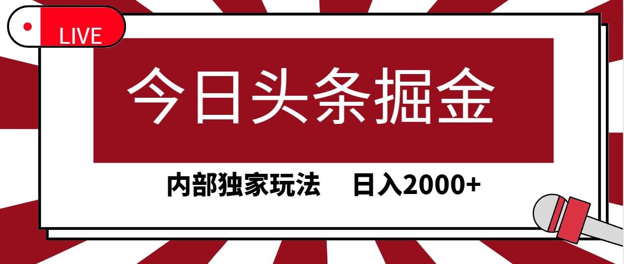 （9832期）今日头条掘金，30秒一篇文章，内部独家玩法，日入2000+|无忧资源社