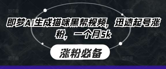 即梦AI生成猫咪黑帮视频，迅速起号涨粉，一个月5k|无忧资源社