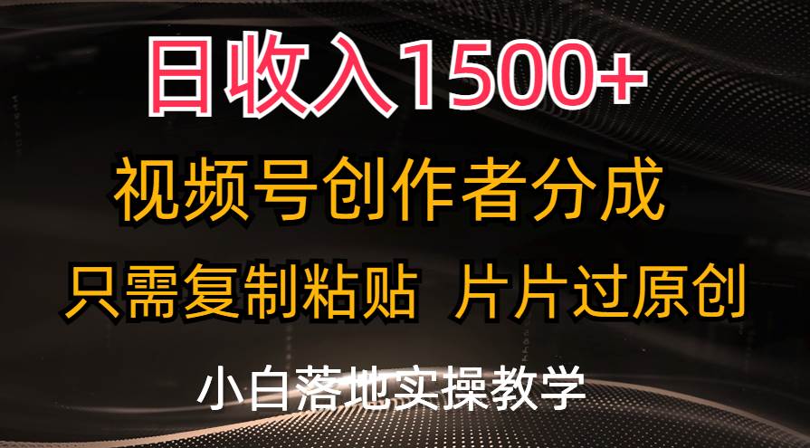 （11339期）日收入1500+，视频号创作者分成，只需复制粘贴，片片过原创，小白也可…|无忧资源社