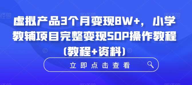 虚拟产品3个月变现8W+，小学教辅项目完整变现SOP操作教程(教程+资料)|无忧资源社
