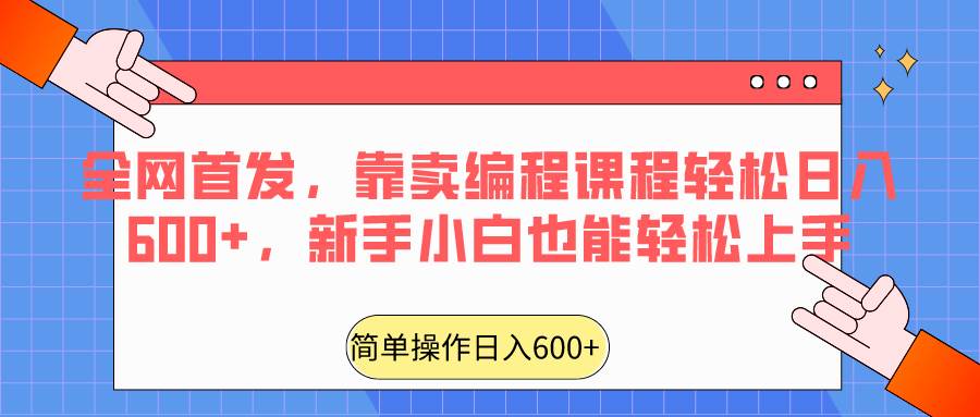 全网首发，靠卖编程课程轻松日入600+，新手小白也能轻松上手|无忧资源社