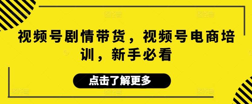 视频号剧情带货，视频号电商培训，新手必看|无忧资源社