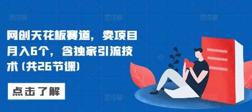 网创天花板赛道，卖项目月入6个，含独家引流技术(共26节课)|无忧资源社