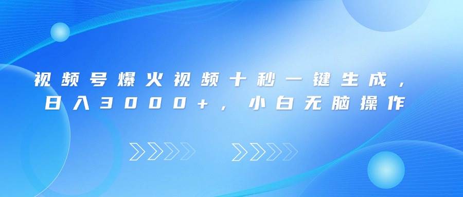 （14181期）视频号爆火视频十秒一键生成，日入3000+，小白无脑操作|无忧资源社