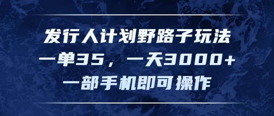 （11750期）发行人计划野路子玩法，一单35，一天3000+，一部手机即可操作|无忧资源社