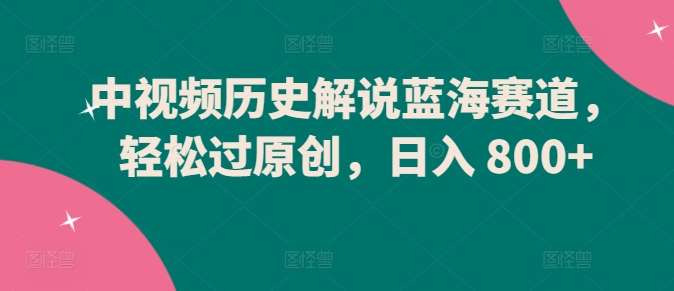 中视频历史解说蓝海赛道，轻松过原创，日入 800+【揭秘】|无忧资源社