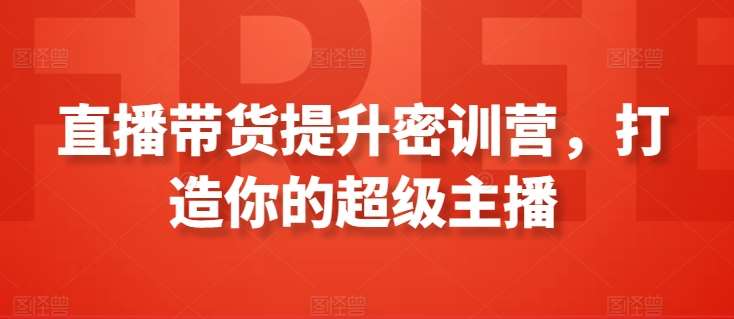 直播带货提升密训营，打造你的超级主播|无忧资源社