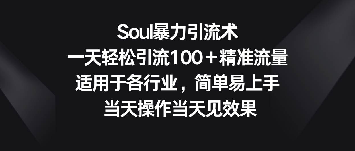 Soul暴力引流术，一天轻松引流100＋精准流量，适用于各行业，简单易上手！|无忧资源社