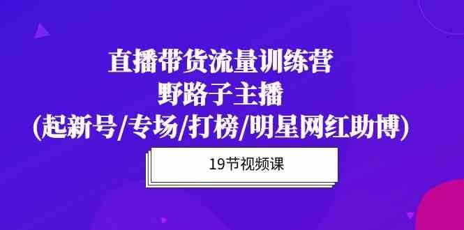 直播带货流量特训营，野路子主播(起新号/专场/打榜/明星网红助博)|无忧资源社