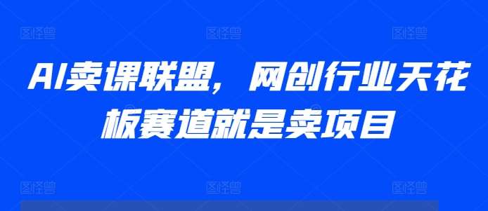 AI卖课联盟，网创行业天花板赛道就是卖项目|无忧资源社