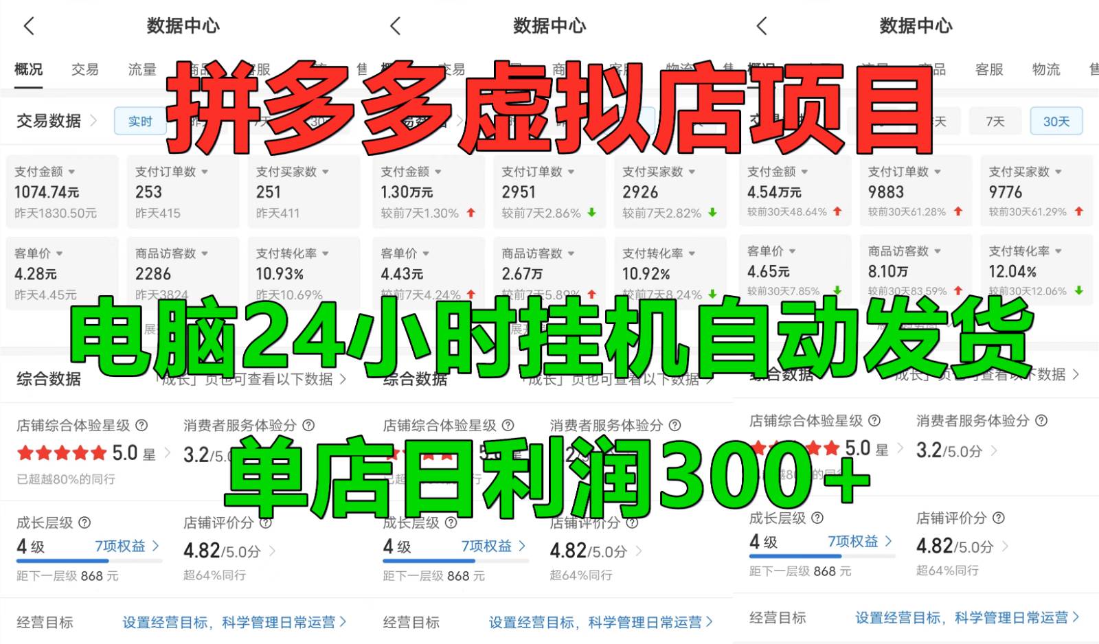 拼多多虚拟店铺项目，电脑挂机自动发货，单店日利润300+|无忧资源社