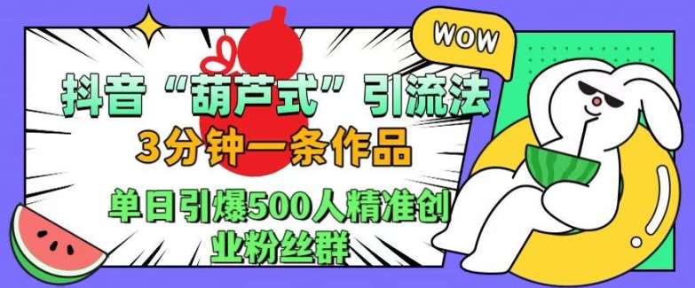 抖音葫芦式引流法，三分钟一条作品，单日引爆抖音500人精准创业粉丝群【揭秘】|无忧资源社