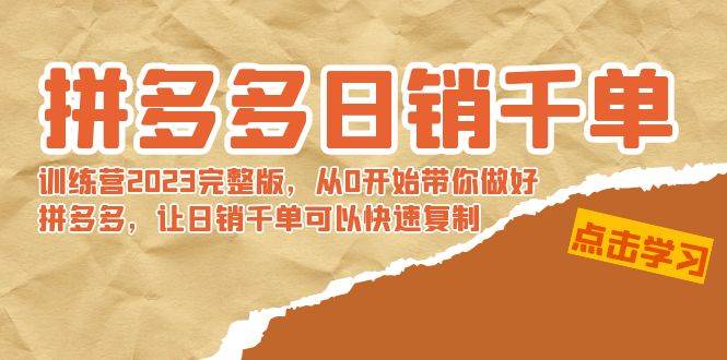 （8921期）拼多多日销千单训练营2023完整版，从0开始带你做好拼多多，让日销千单可…|无忧资源社