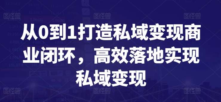 从0到1打造私域变现商业闭环，高效落地实现私域变现|无忧资源社