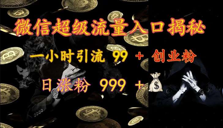 微信超级流量入口揭秘：一小时引流 99 + 创业粉，日涨粉 999 +|无忧资源社