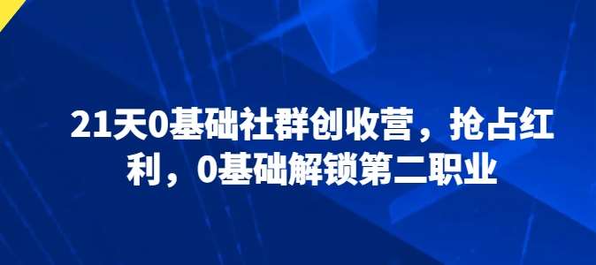 21天0基础社群创收营，抢占红利，0基础解锁第二职业|无忧资源社