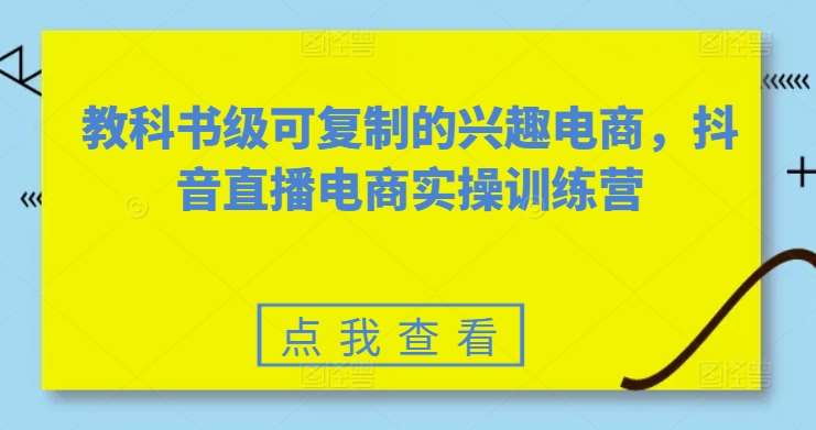 教科书级可复制的兴趣电商，抖音直播电商实操训练营|无忧资源社