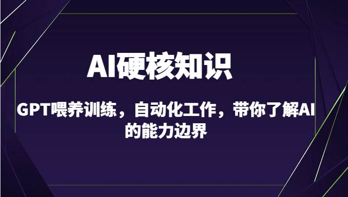 AI硬核知识-GPT喂养训练，自动化工作，带你了解AI的能力边界（10节课）|无忧资源社