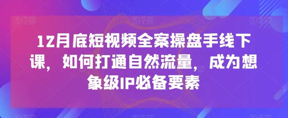 12月底短视频全案操盘手线下课，如何打通自然流量，成为想象级IP必备要素|无忧资源社
