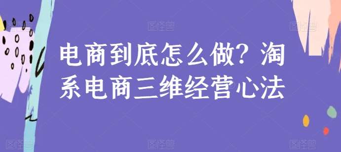 电商到底怎么做？淘系电商三维经营心法|无忧资源社