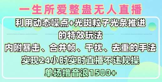 一生所爱无人整蛊升级版9.0，利用动态噪点+光斑粒子光条推进的特效玩法，实现24小时实时直播不违规操，单场日入1.5k|无忧资源社
