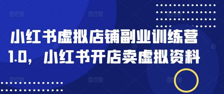 小红书虚拟店铺副业训练营1.0，小红书开店卖虚拟资料|无忧资源社