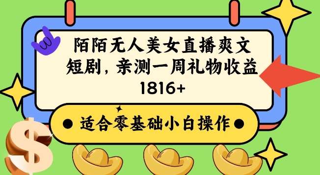 陌陌美女无人直播爽文短剧项目，亲测一个星期1800+【揭秘】|无忧资源社
