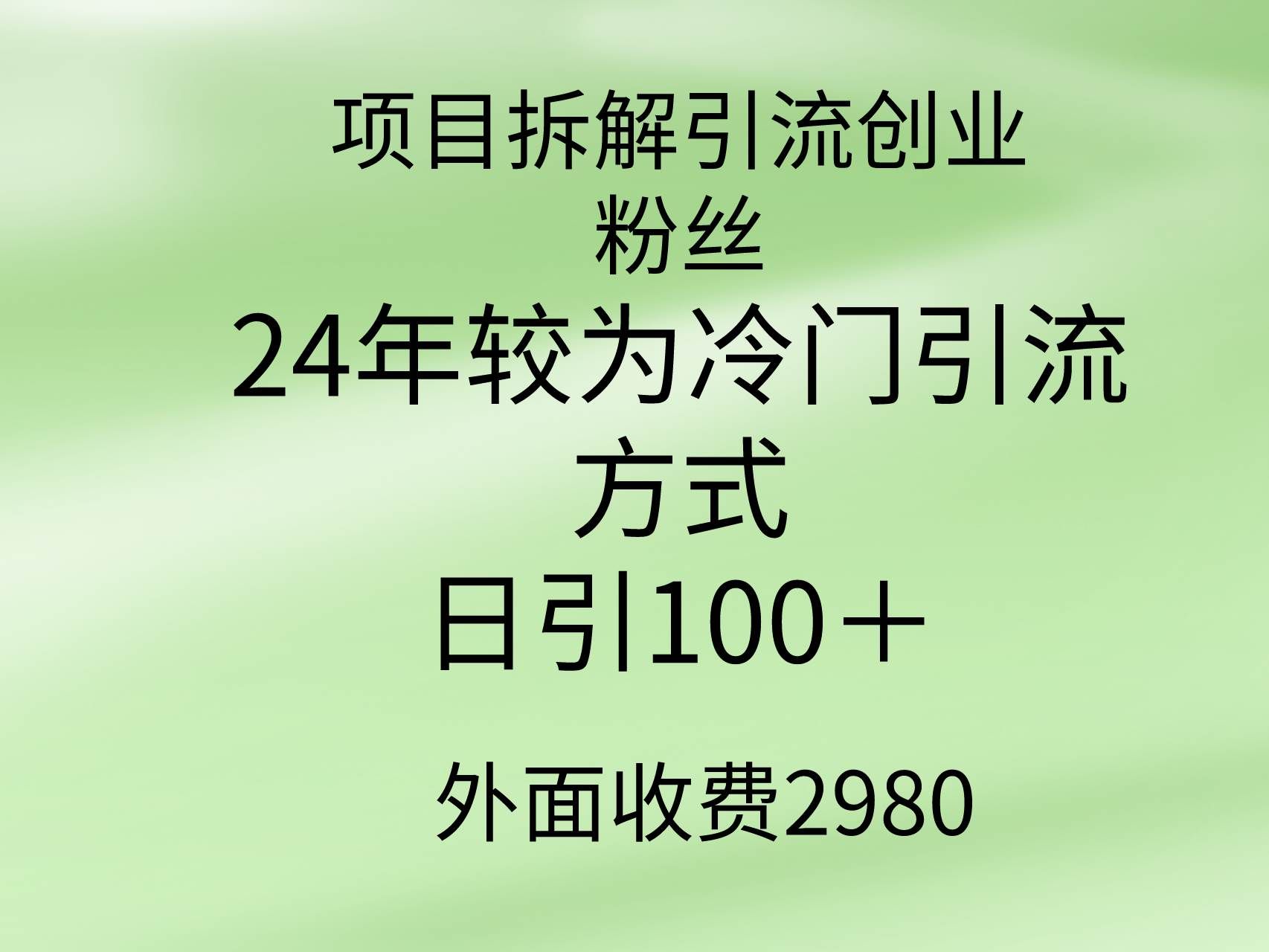 （9489期）项目拆解引流创业粉丝，24年较冷门引流方式，轻松日引100＋|无忧资源社