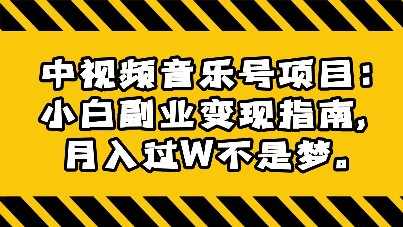中视频音乐号项目：小白副业变现指南，月入过W不是梦。|无忧资源社