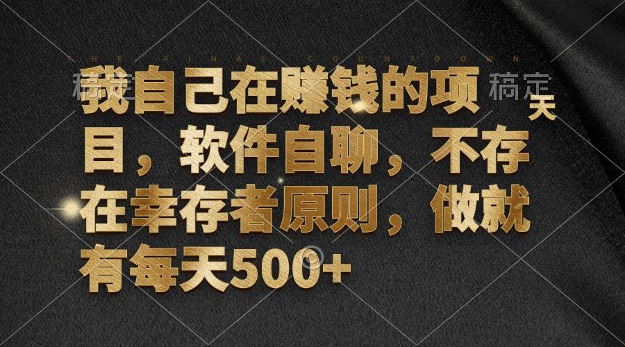 （12956期）我自己在赚钱的项目，软件自聊，不存在幸存者原则，做就有每天500+|无忧资源社