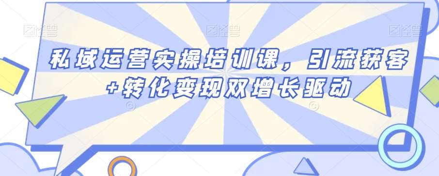 私域运营实操培训课，引流获客+转化变现双增长驱动|无忧资源社