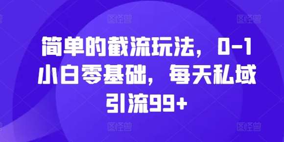 简单的截流玩法，0-1小白零基础，每天私域引流99+【揭秘】|无忧资源社