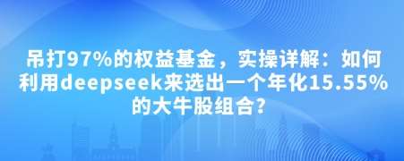 付费文章：吊打97%的权益基金，实操详解：如何利用deepseek来选出一个年化15.55%的大牛股组合?|无忧资源社