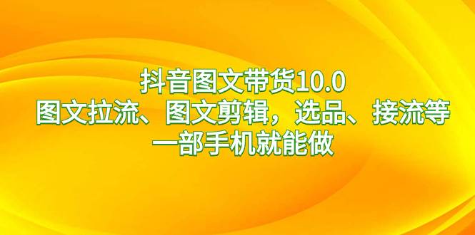 （8626期）抖音图文带货10.0，图文拉流、图文剪辑，选品、接流等，一部手机就能做|无忧资源社