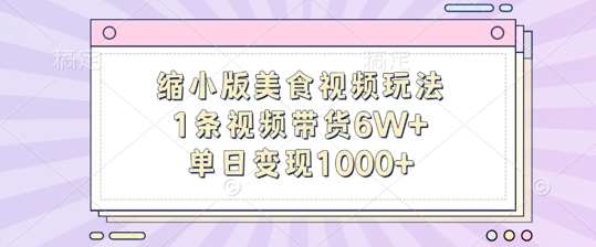缩小版美食视频玩法，1条视频带货6W+，单日变现1k|无忧资源社