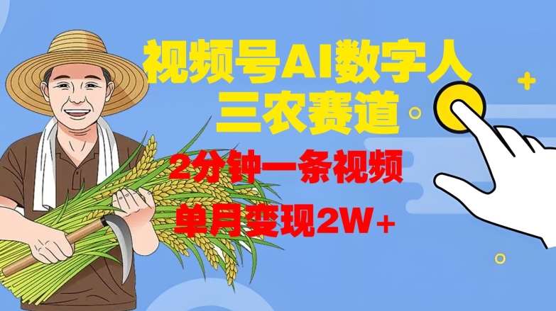 视频号AI数字人玩转三农赛道，2分钟一条视频，单月变现2W+|无忧资源社