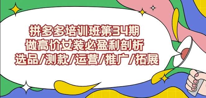 拼多多培训班第34期：做高价女装必盈利剖析选品/测款/运营/推广/拓展|无忧资源社