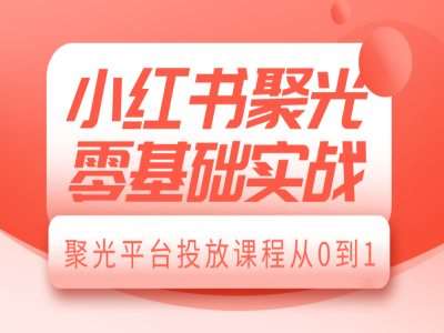 小红书聚光零基础实战，聚光平台投放课程从0到1|无忧资源社