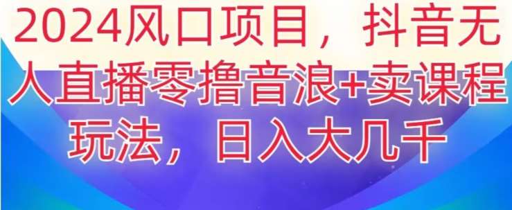 2024风口项目，抖音无人主播撸音浪+卖课程玩法，日入大几千【揭秘】|无忧资源社