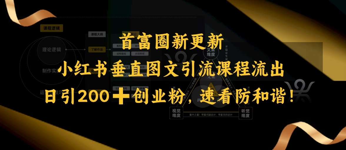 小红书垂直图文引流课程流出，日引200+创业粉，速看防和谐|无忧资源社