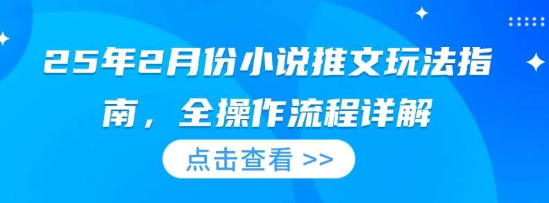 25年2月份小说推文玩法指南，全操作流程详解|无忧资源社