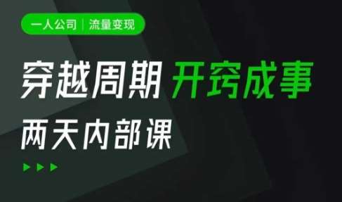 一人公司：流量变现课，一人公司的方法模型拆解， 拆解富人思维，流量思维，小老板思维等|无忧资源社
