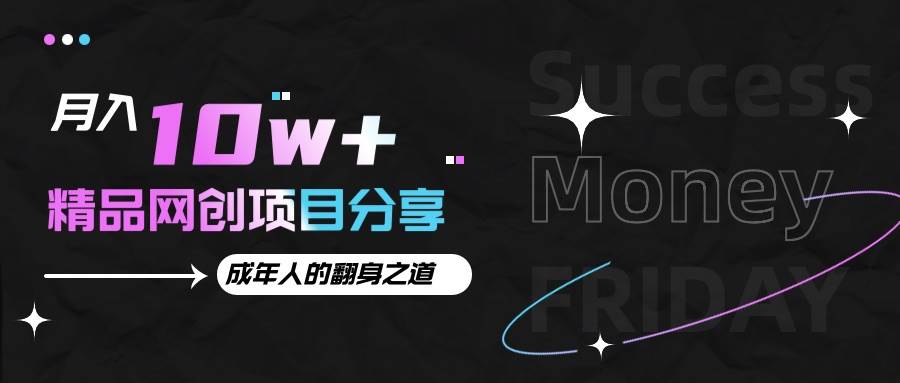 月入十万+的网创项目分享，成年人的最快翻身之道|无忧资源社