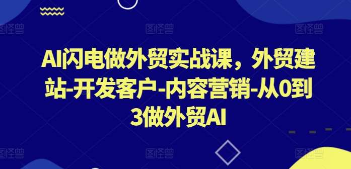 AI闪电做外贸实战课，​外贸建站-开发客户-内容营销-从0到3做外贸AI（更新）|无忧资源社