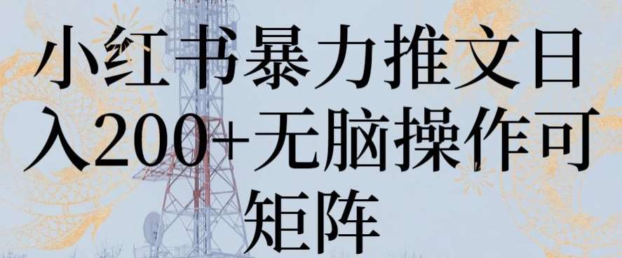 小红书暴力推文日入200+无脑操作可矩阵【揭秘】|无忧资源社