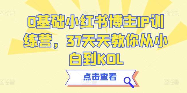 0基础小红书博主IP训练营，37天天教你从小白到KOL|无忧资源社