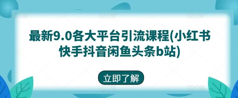最新9.0各大平台引流课程(小红书快手抖音闲鱼头条b站)|无忧资源社