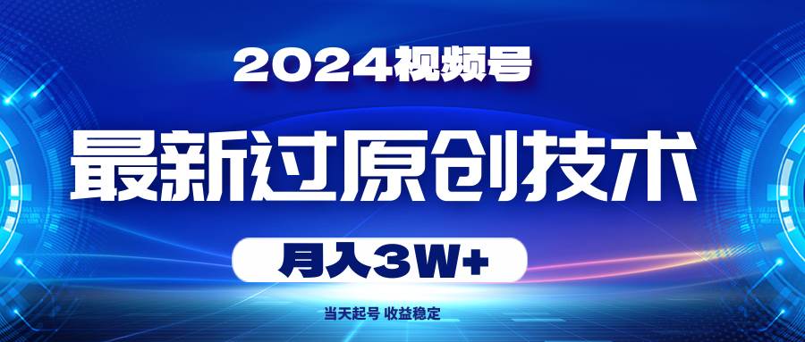 （10704期）2024视频号最新过原创技术，当天起号，收益稳定，月入3W+|无忧资源社